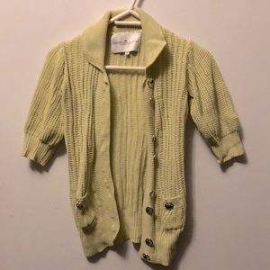 Yellow loose knit cardigan sweater